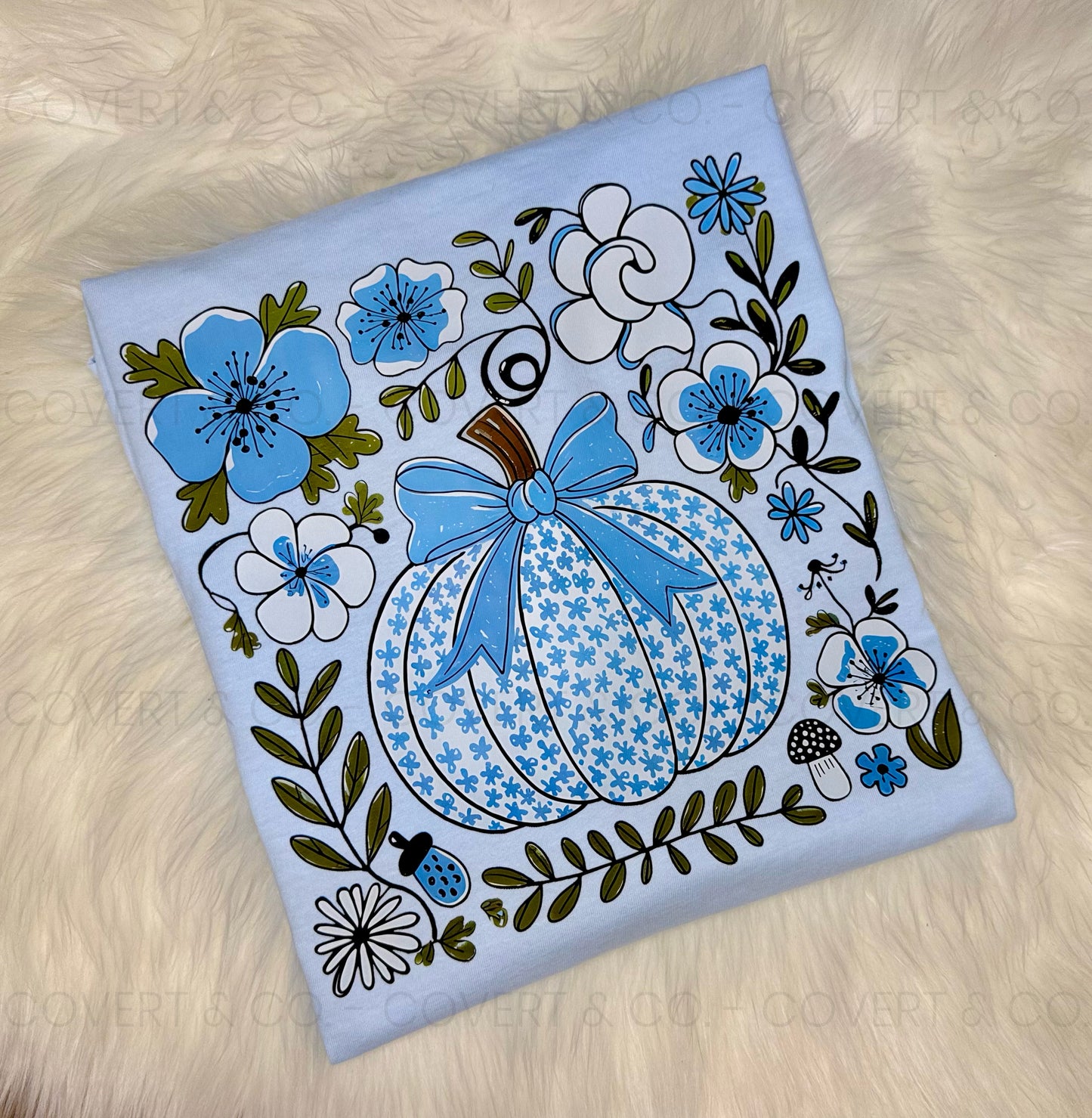 BLUE FLORAL PUMPKIN