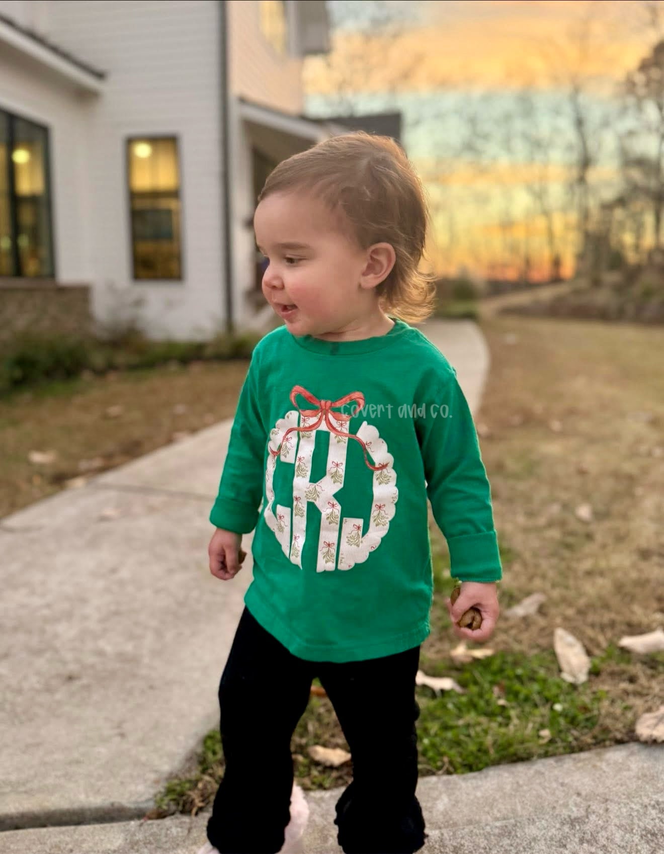 KIDS MISTLETOE MONOGRAM