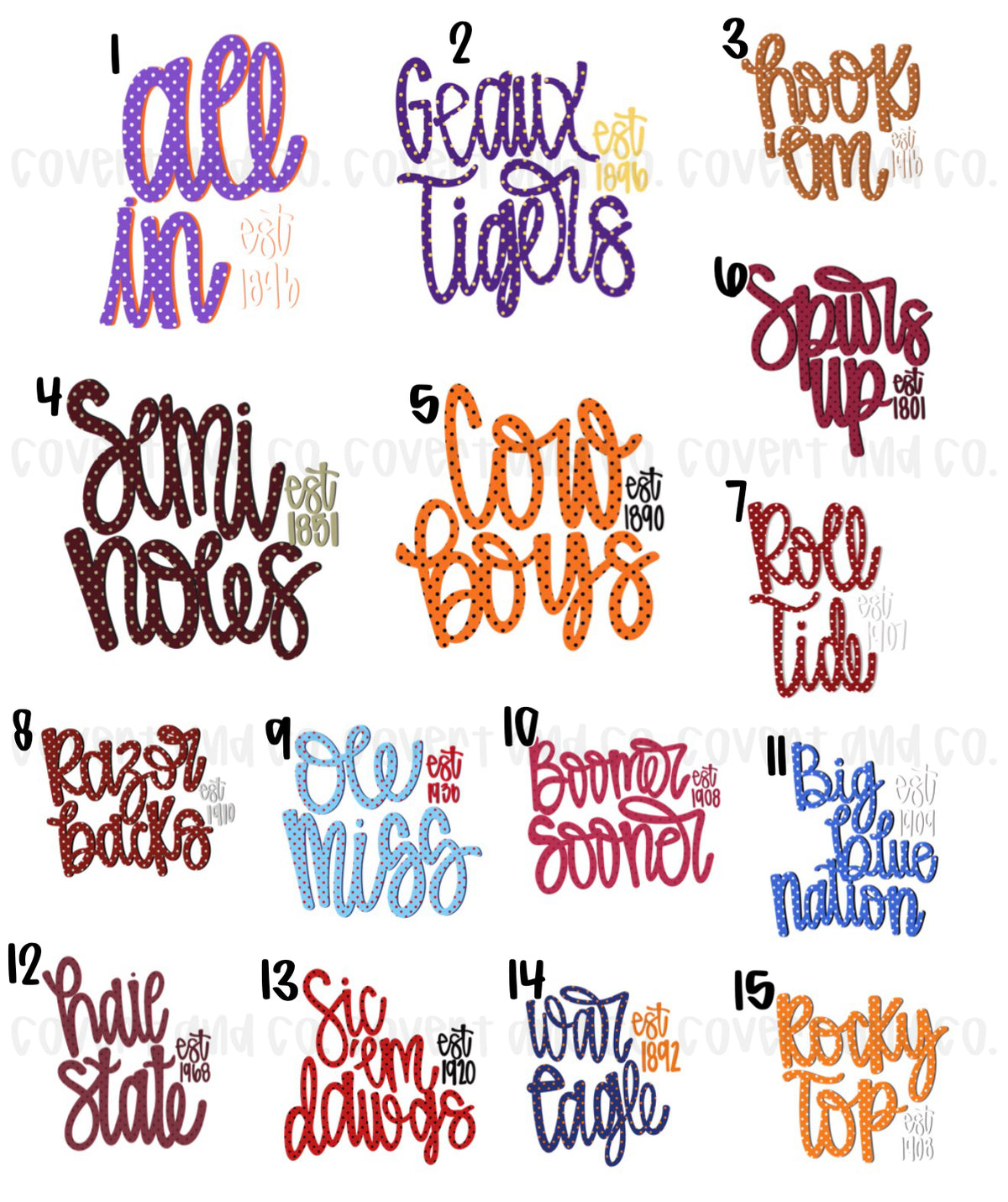 POLKA DOT CURSIVE MASCOTS