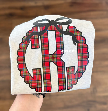 ADULTS CHRISTMAS PLAID MONOGRAM